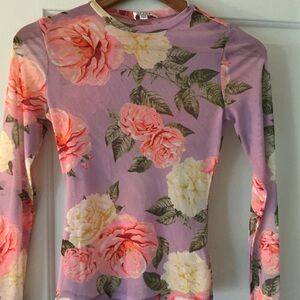 AFRM Floral Long Sleeve Top - Lavender and Peach